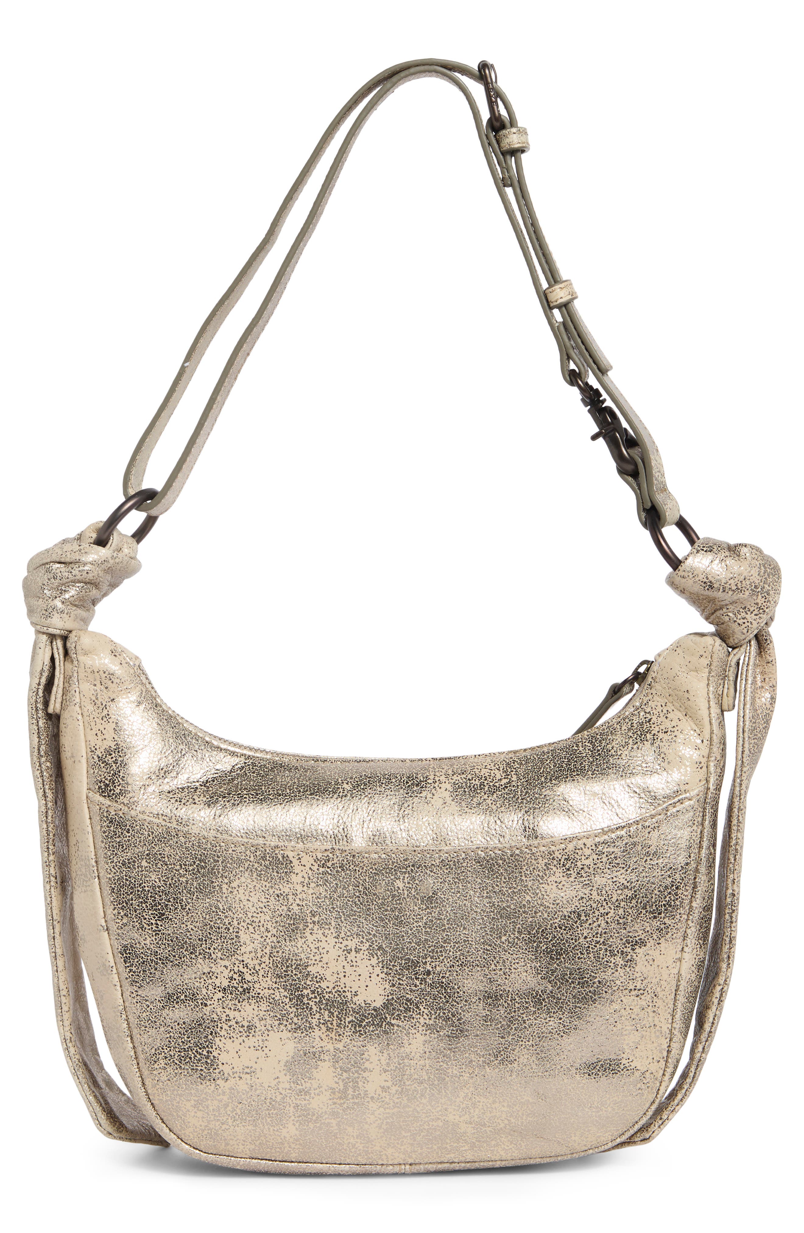Nora Knotted Metallic Leather Crossbody Bag, Alternate, color, CREAM METALLIC