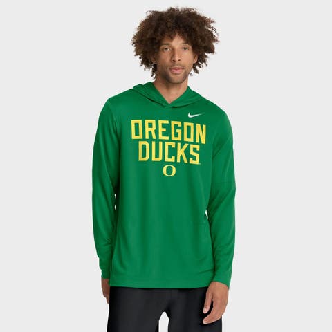 Men's Nike Green Oregon Ducks 2025 Sideline Performance Long Sleeve Hoodie T-Shirt