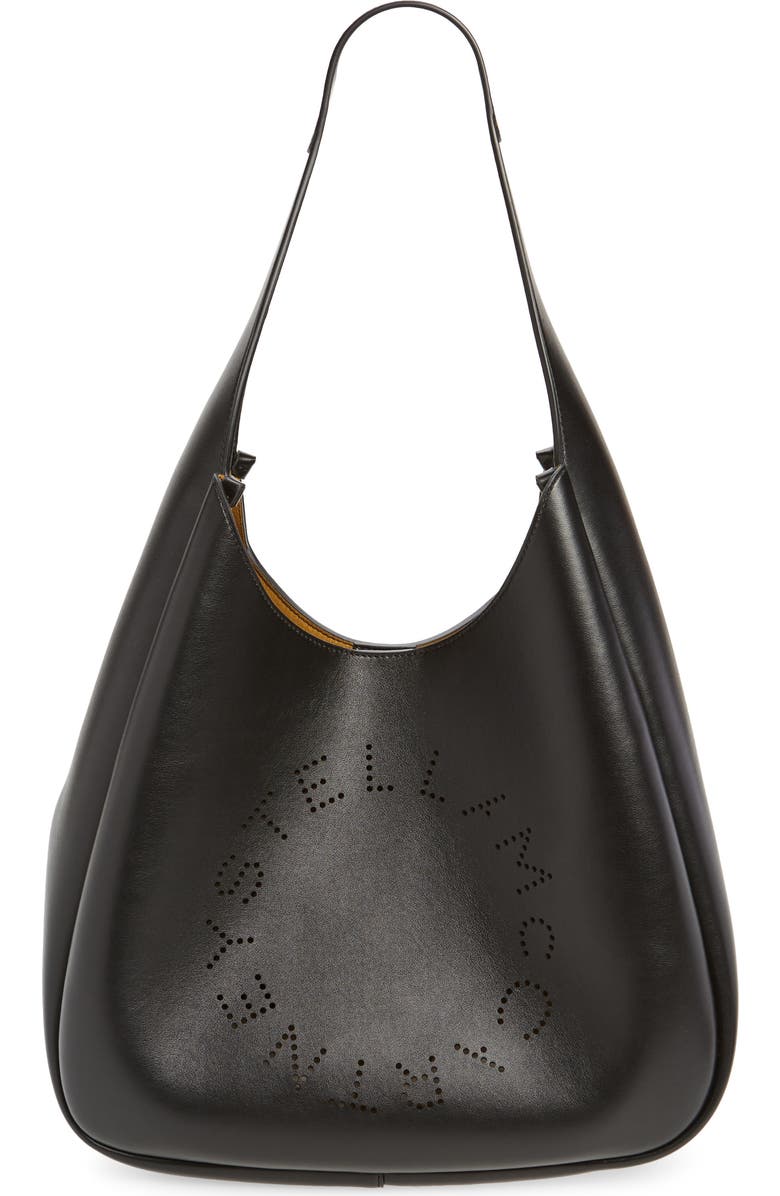 Stella McCartney Perforated Logo Faux Leather Hobo Bag, Main, color,