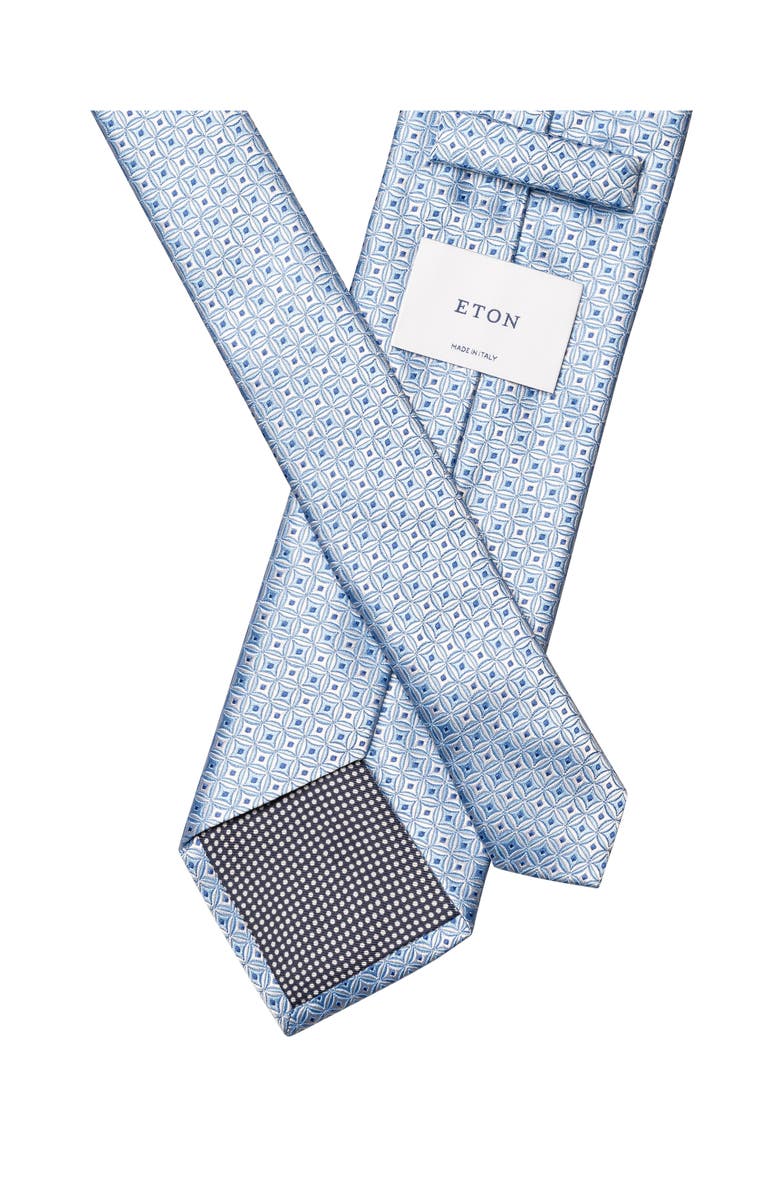 Eton Geometric Silk Jacquard Tie, Alternate, color, Medium Blue