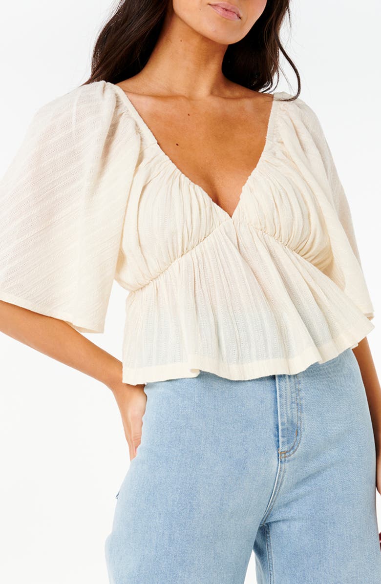 Rip Curl Neon Isles Short Sleeve Peplum Top, Main, color, Bone