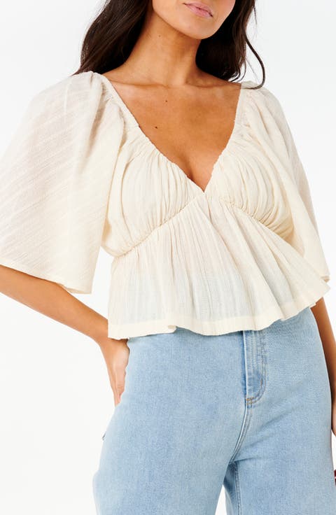 Neon Isles Short Sleeve Peplum Top