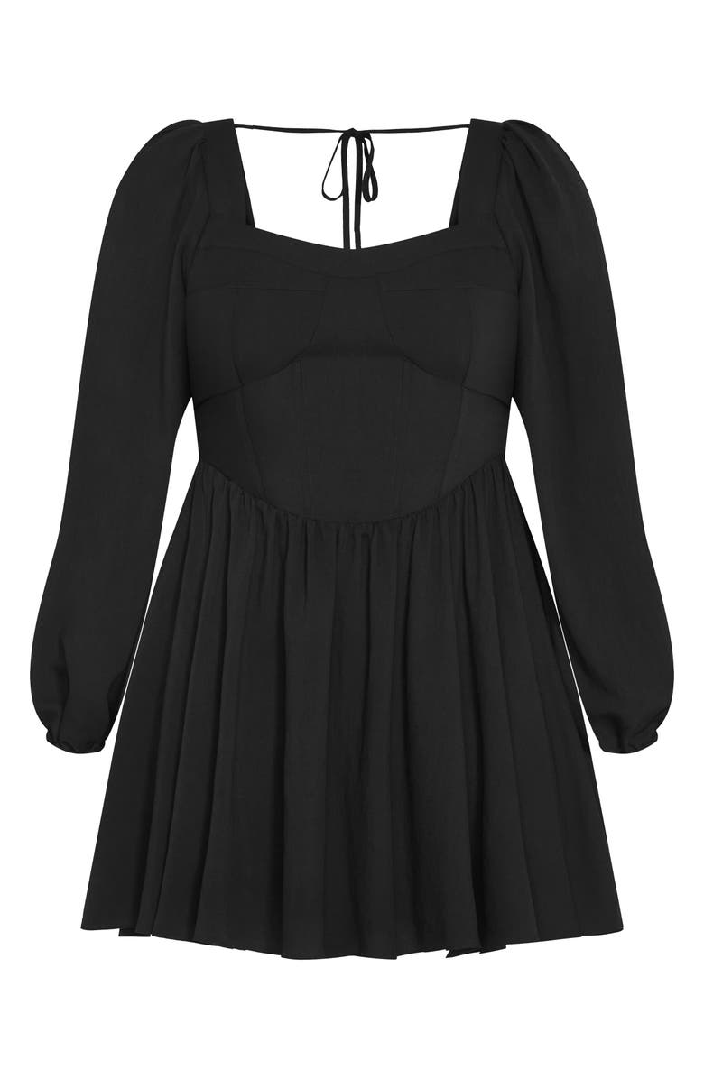 City Chic Cordelia Long Sleeve Minidress, Alternate, color, Black