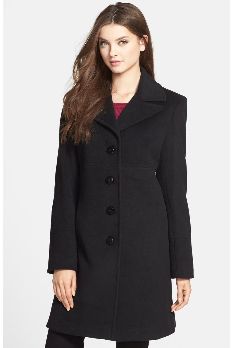 Single Breasted Wool Blend Walking Coat, Main, color, BLACK