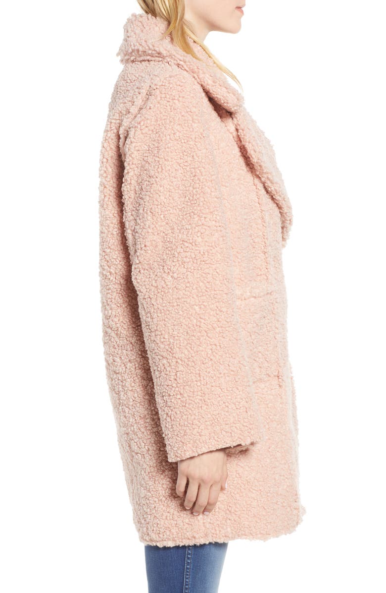 Kenneth Cole New York Notch Collar Curly Faux Shearling Coat, Alternate, color,