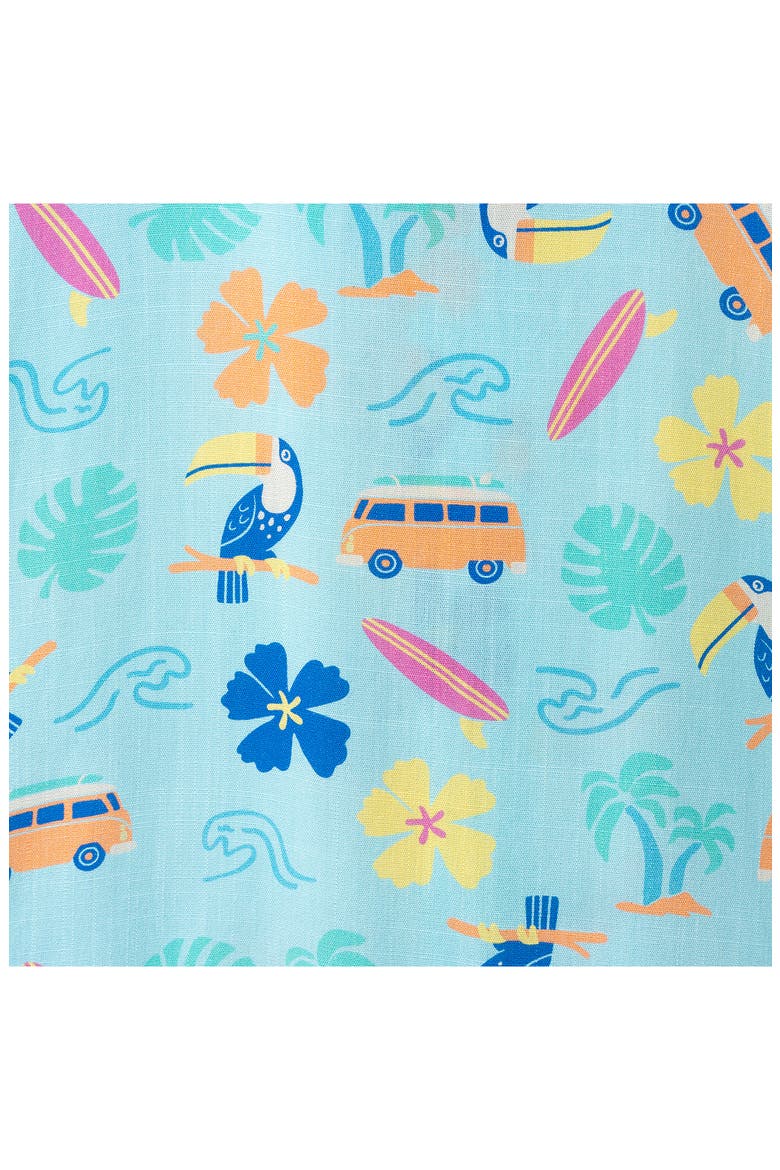 Kids' Short Sleeve Button-Up Shirt & Shorts Set, Alternate, color, AQUA BEACH