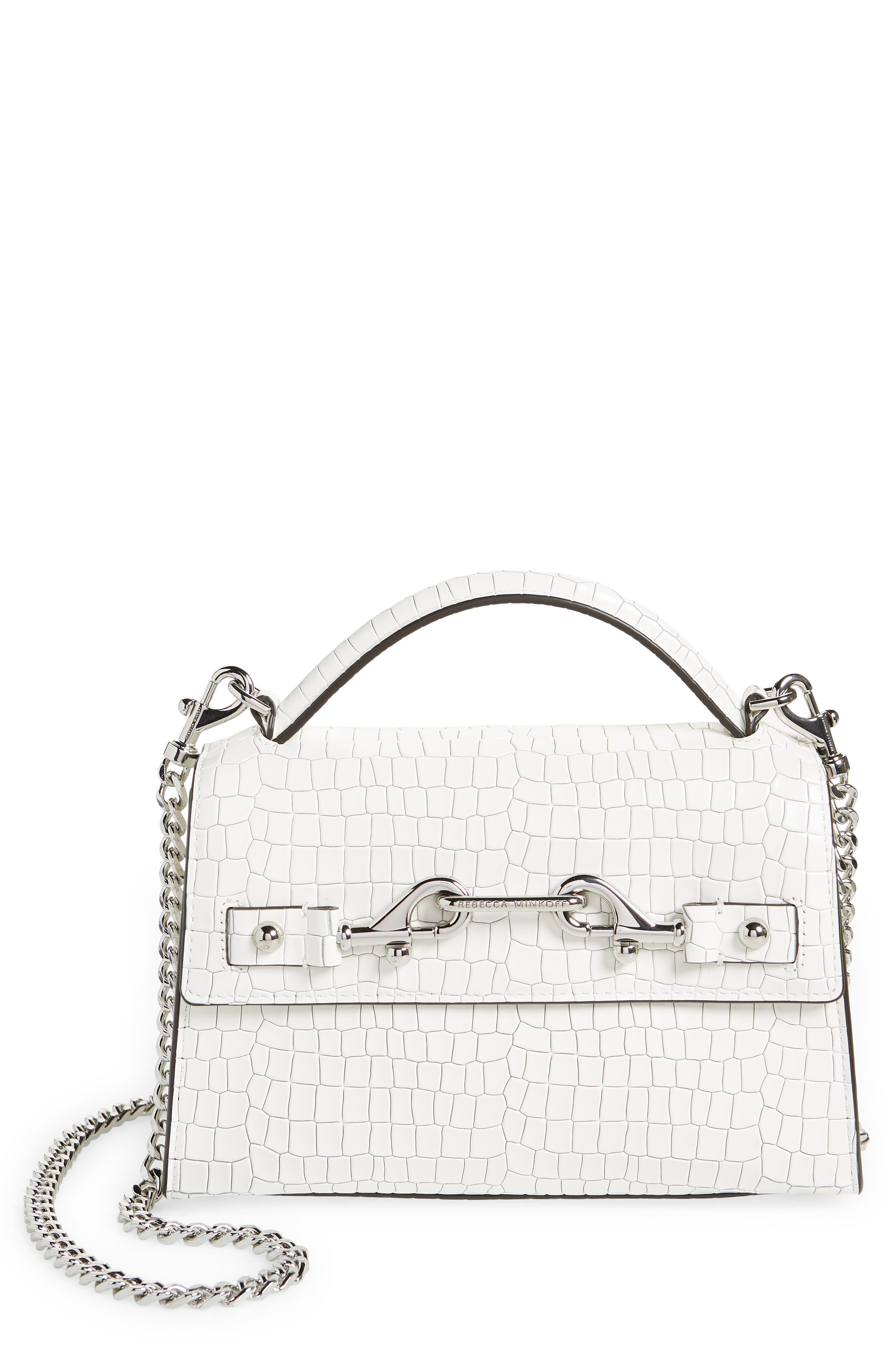 Rebecca Minkoff Lou Top Handle Croc Embossed Leather Crossbody Bag, Main, color, 