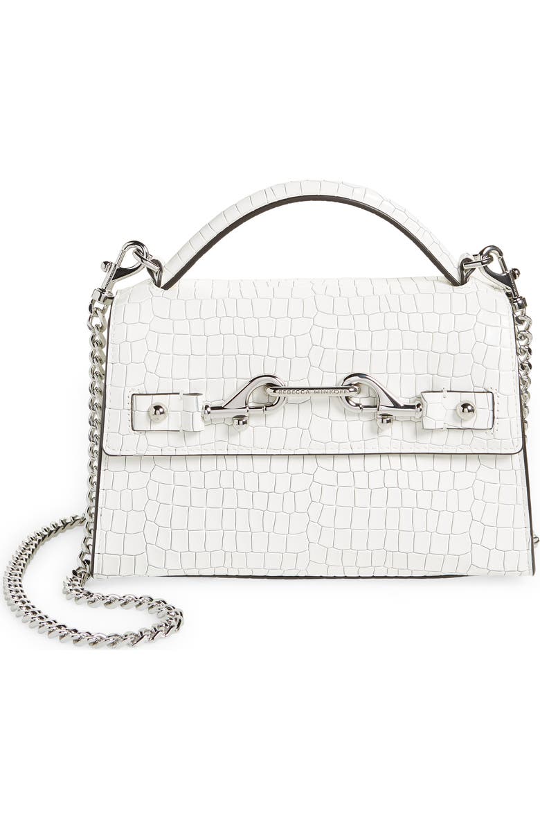 Rebecca Minkoff Lou Top Handle Croc Embossed Leather Crossbody Bag, Main, color,