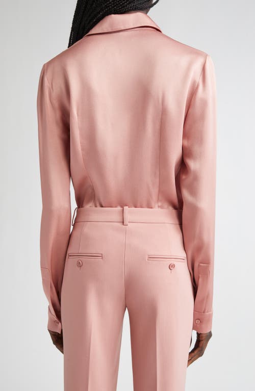 Michael Kors Collection Hansen Charmeuse Button-up Shirt In Pink