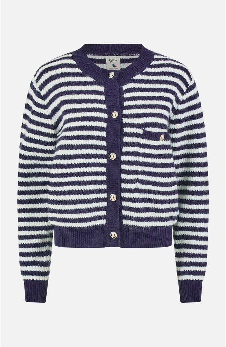 Yumi Long Sleeve Knit Relaxed Fit Cardigan, Alternate, color, Navy