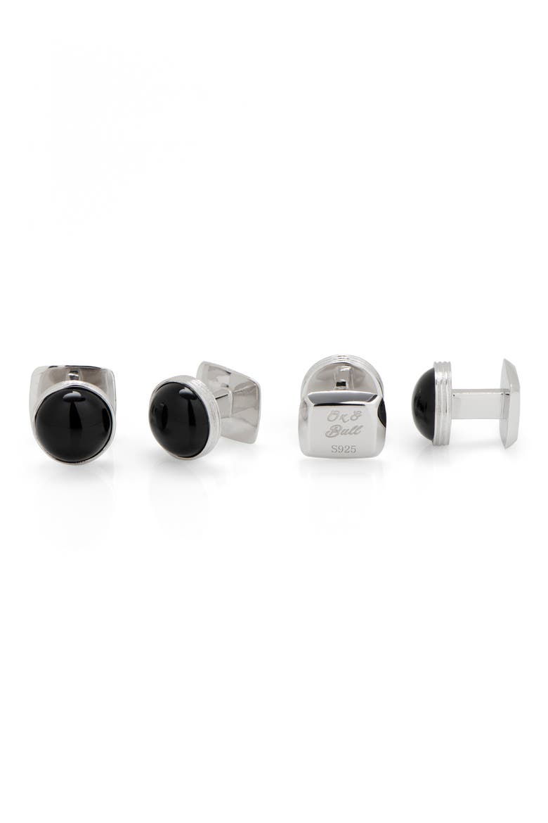 Sterling Silver & Onyx Shirt Studs, Alternate, color, BLACK