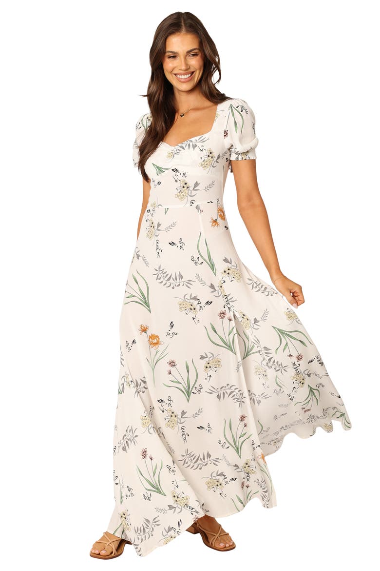 Franklin Floral Puff Sleeve Maxi Dress, Alternate, color, WHITE FLORAL