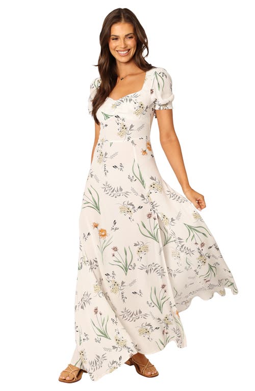 Petal And Pup Petal & Pup Franklin Floral Puff Sleeve Maxi Dress In Neutral