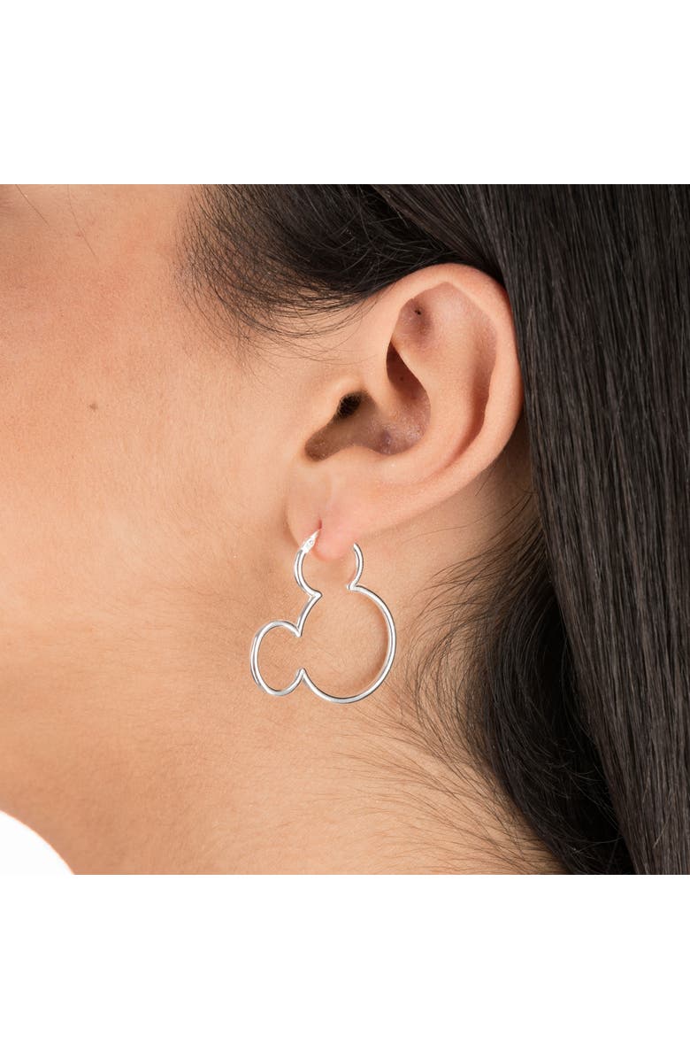 Disney Mickey Mouse Sterling Silver Outline Hoop Earrings, Alternate, color, Silver