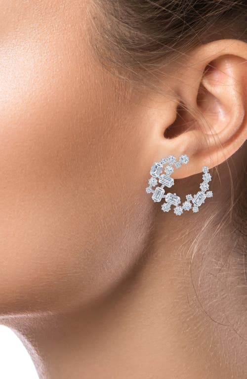 Cz By Kenneth Jay Lane Cubic Zirconia Cluster Stud Earrings In Silver