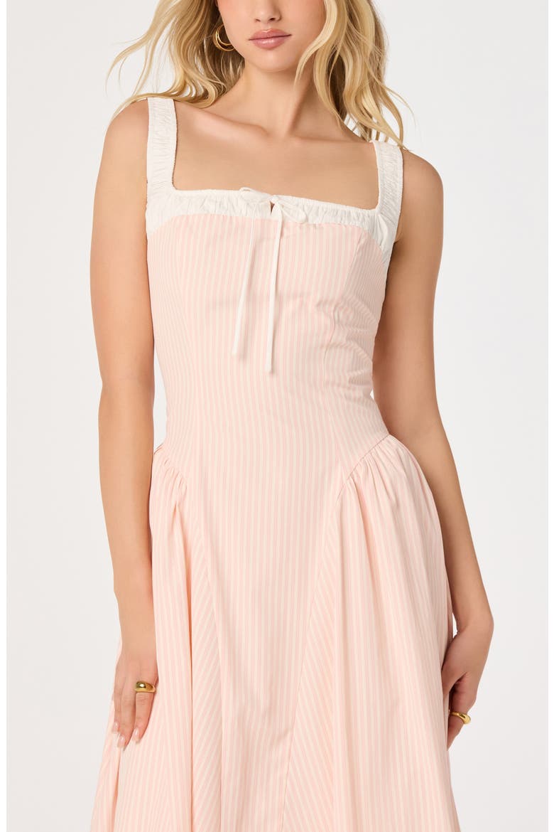 Hazel Ticking Stripe Midi Dress, Alternate, color, PINK STRIPE