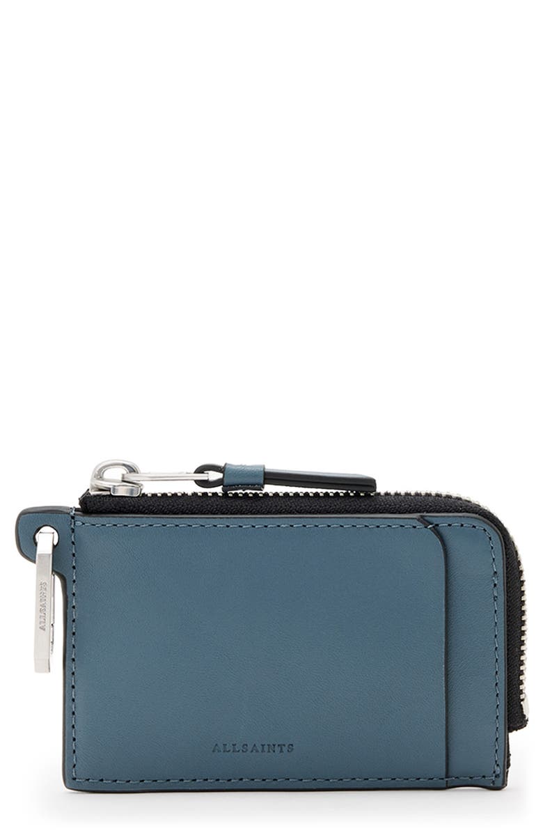 AllSaints Remy Leather Wallet, Main, color, Steel Blue