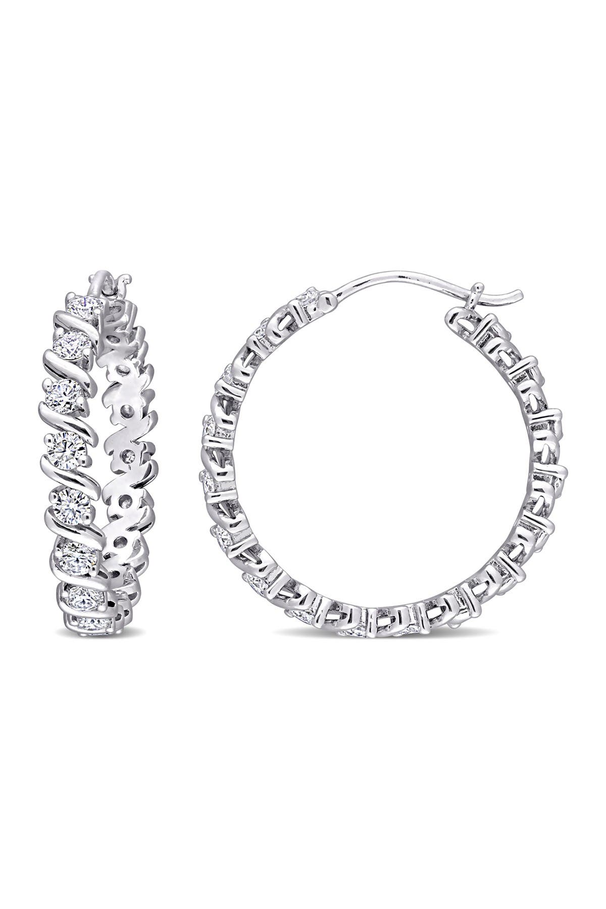 DELMAR Lab Created Moissanite Hoop Earrings