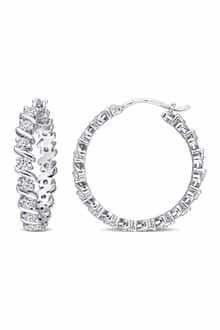 DELMAR Lab Created Moissanite Hoop Earrings