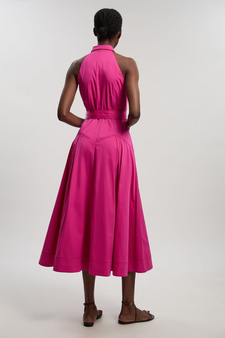 Cotton Halter Midi Shirt Dress, Alternate, color, Fuchsia