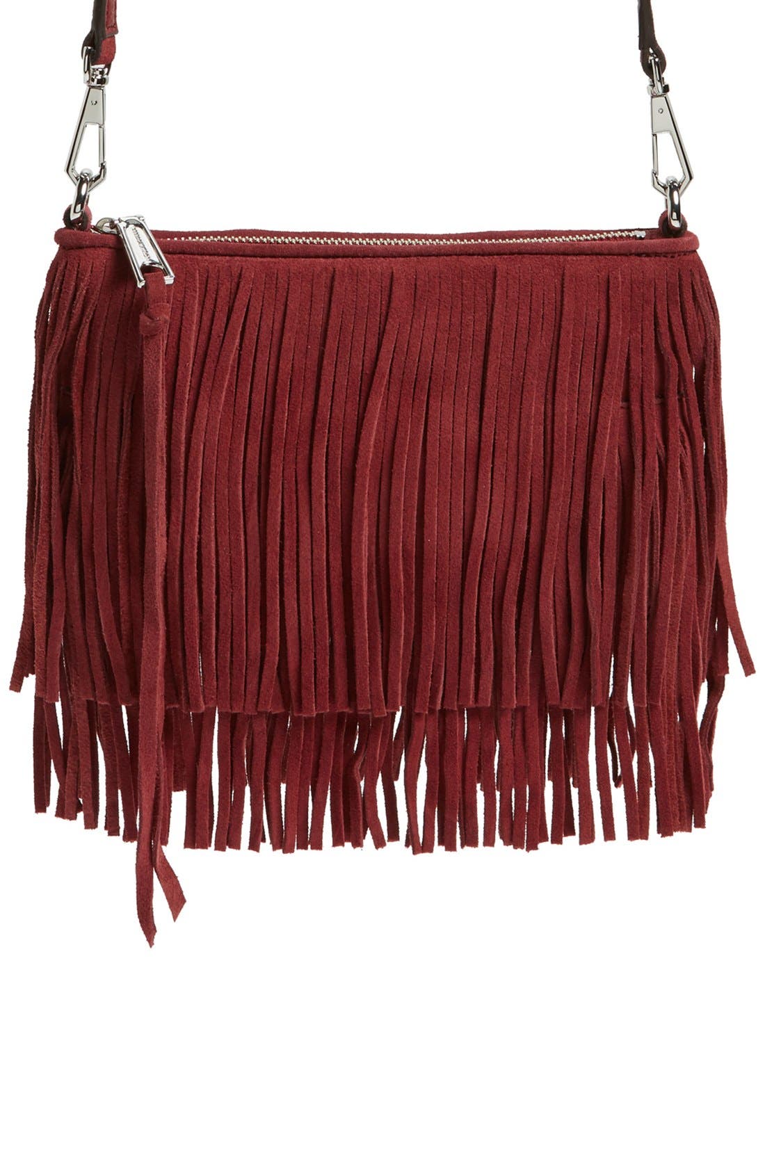 'Finn' Convertible Leather Clutch, Main, color, TAWNY PORT/ SILVER HRDWR