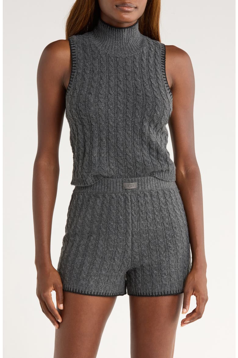 Zariah Cable Sleeveless Mock Neck Sweater, Main, color, CHARCOAL HEATHER