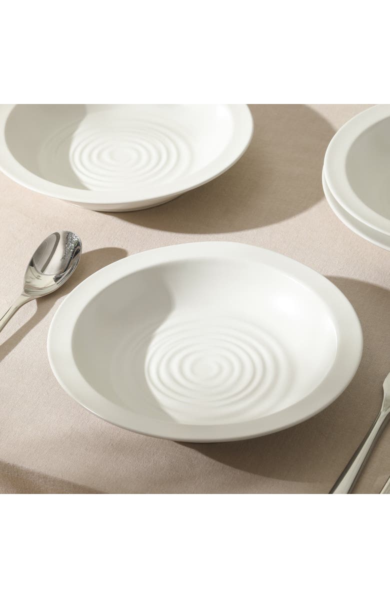 Stone Lain Orbit Stoneware 12-Piece Dinnerware Set with Pasta Bowls, Alternate, color, White