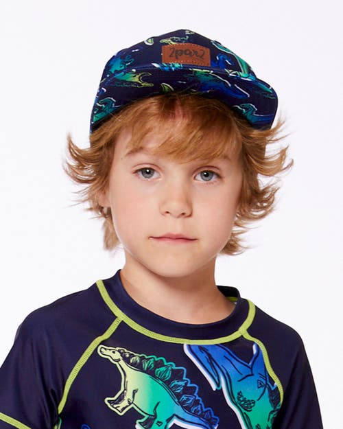 DEUX PAR DEUX DEUX PAR DEUX BOY'S PRINTED CAP BLUE AND GREEN DINO ON NAVY