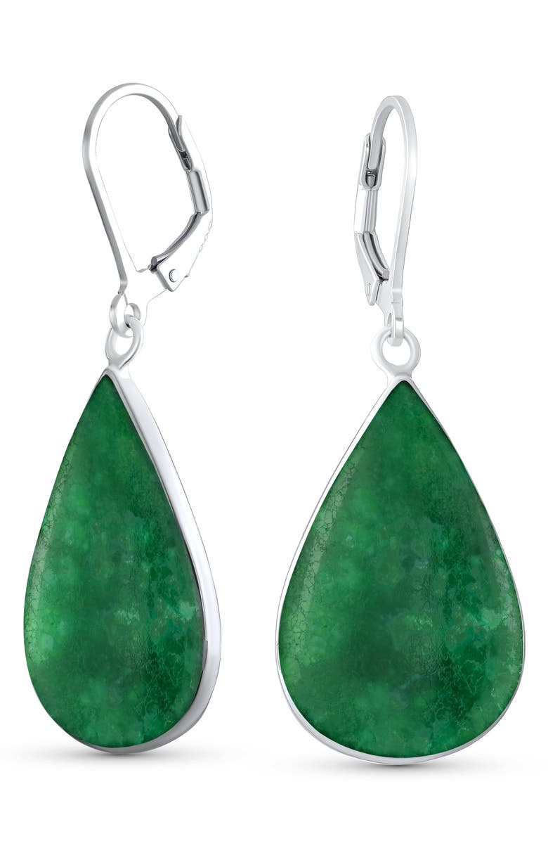 BLING JEWELRY Sterling Silver Teardrop Earrings, Main, color, Green