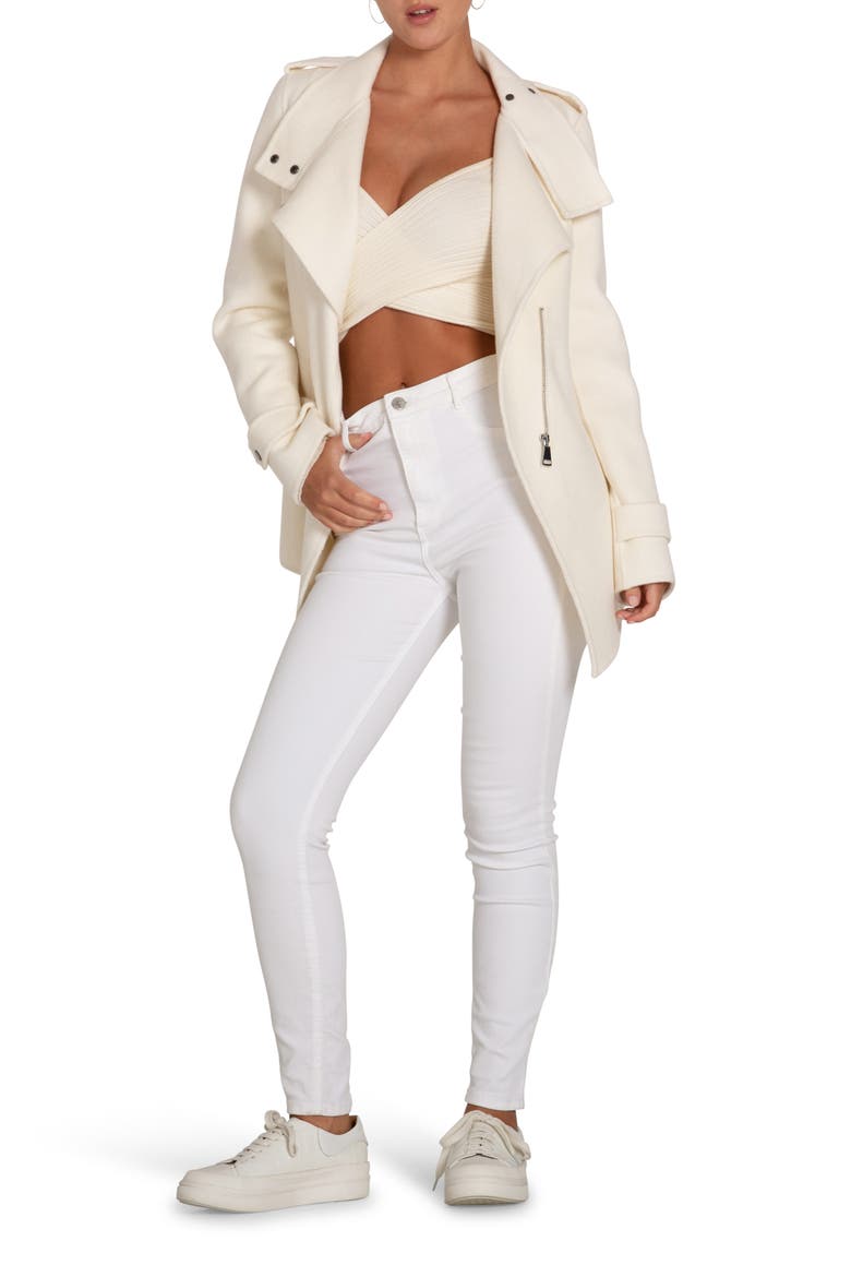 Bad Girl Wool Blend Moto Coat, Alternate, color, Cream