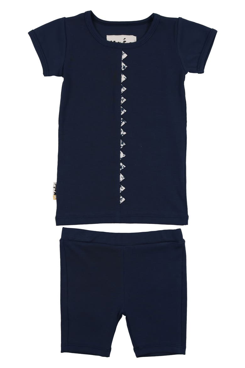 Floral Triangle Trim Top & Shorts Set, Main, color, DEEP BLUE
