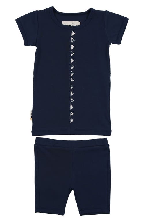 Maniere Manière Floral Triangle Trim Top & Shorts Set In Blue