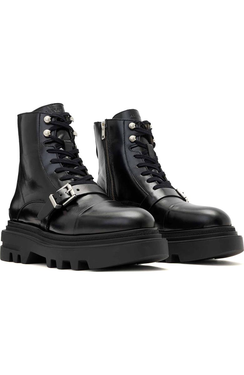 AllSaints Astrid Combat Boot, Main, color, Black Shine