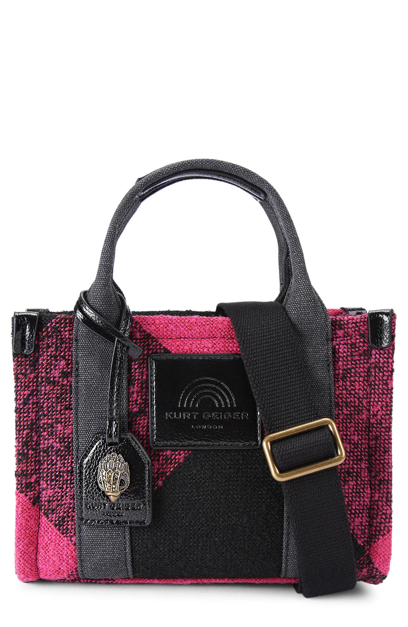 Kurt Geiger London Extra Small Southbank Tweed Tote, Main, color, Open Pink