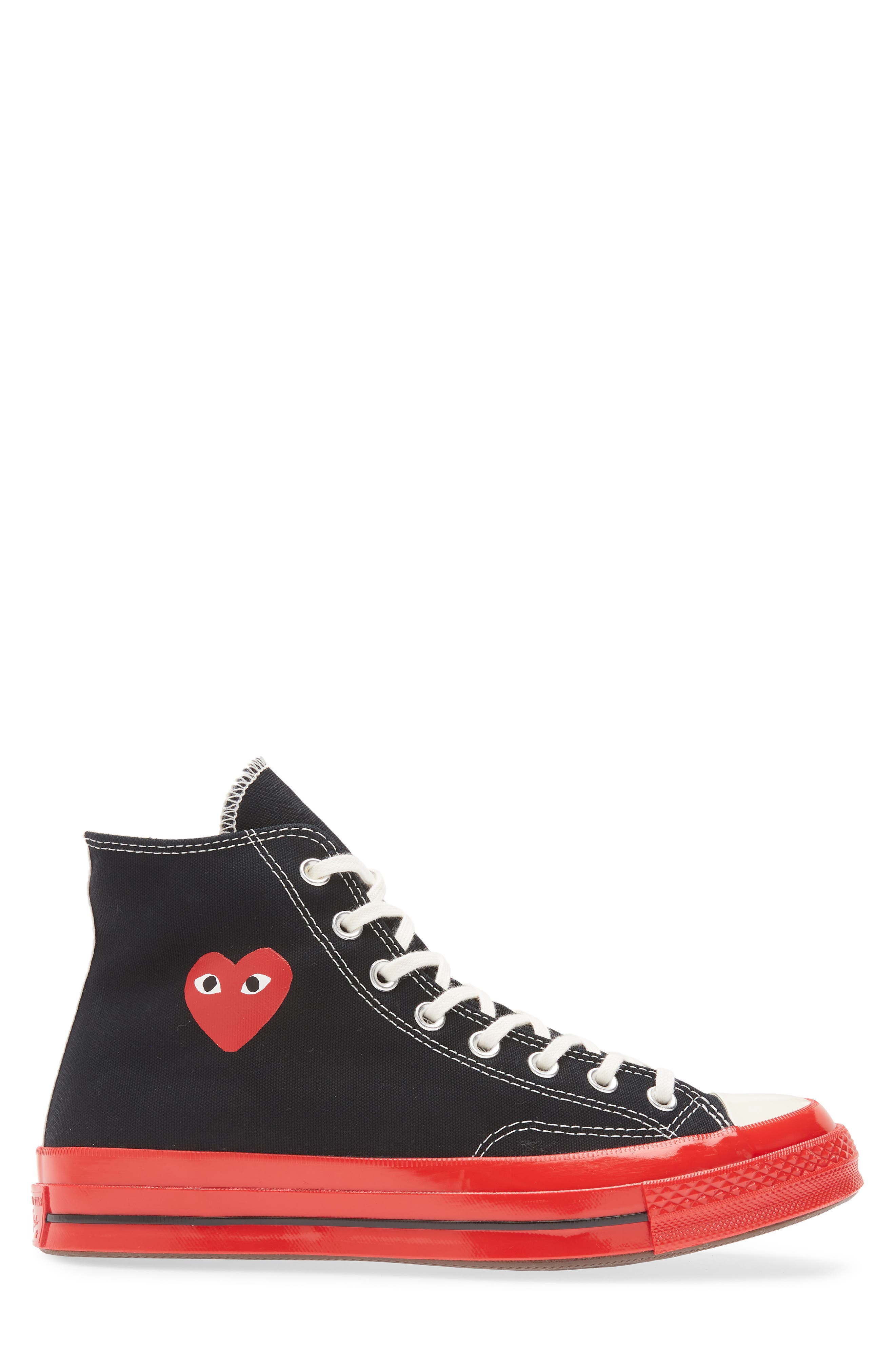 Comme des Garçons PLAY x Converse Chuck Taylor<sup>®</sup> Hidden Heart Red Sole High Top Sneaker, Alternate, color, 