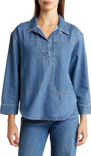 Denim Popover Top