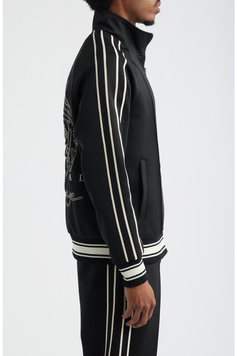 Dragon Embroidered Track Jacket, Alternate, color, BLACK/ ECRU
