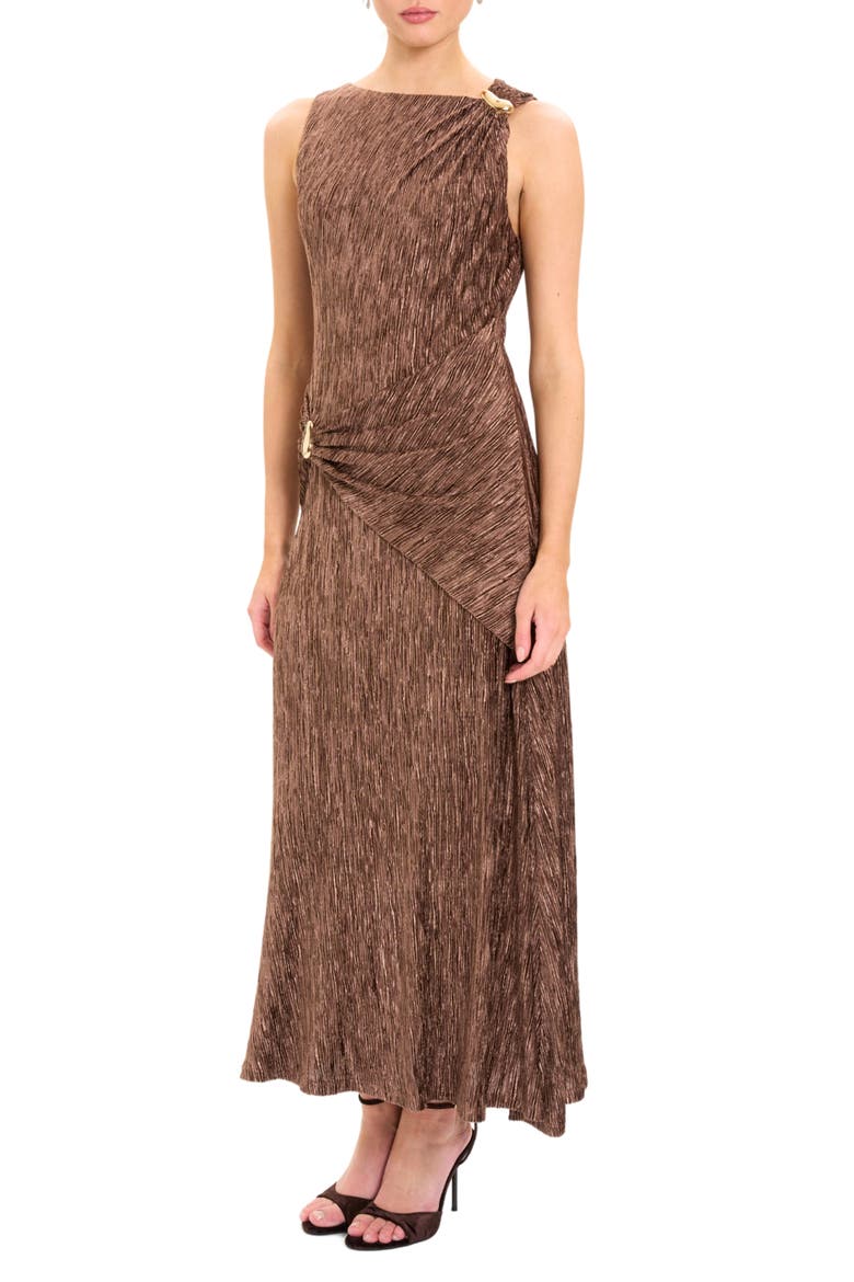 Textured Drape Maxi Dress, Alternate, color, SHAVED CHOCOLATE