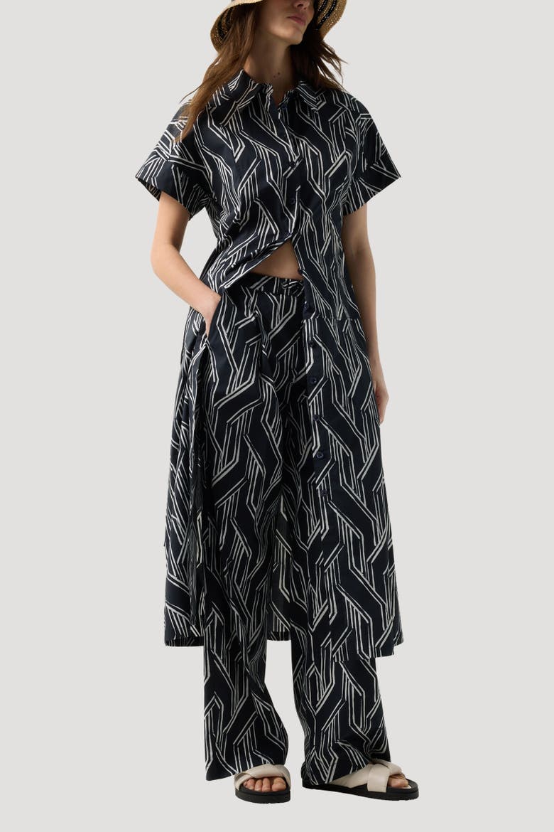 Roxana Shirt Dress, Alternate, color, Navy blue/off-white