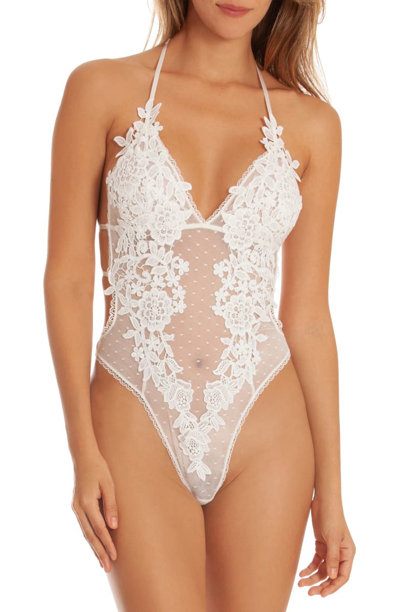 In Bloom by Jonquil Lace Thong Teddy, Main, color,