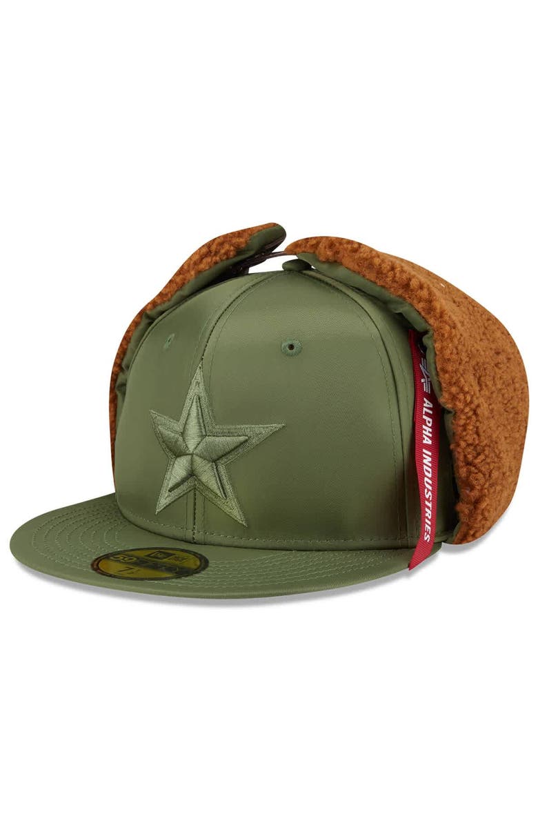 New Era x Alpha Industries Men's New Era x Alpha Industries  Olive Dallas Cowboys Dog Ears 59FIFTY Fitted Hat, Main, color, 