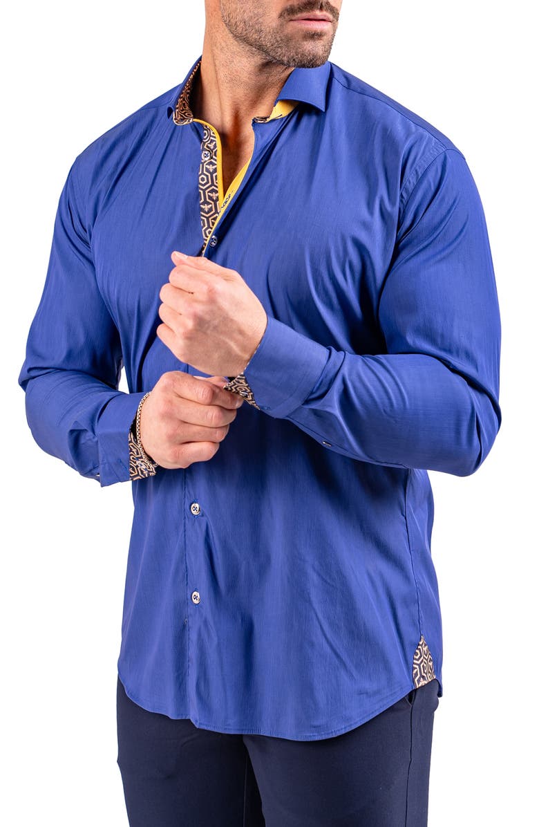 Maceoo Einstein Resistance0126 Blue Button-Up Shirt, Alternate, color, Blue