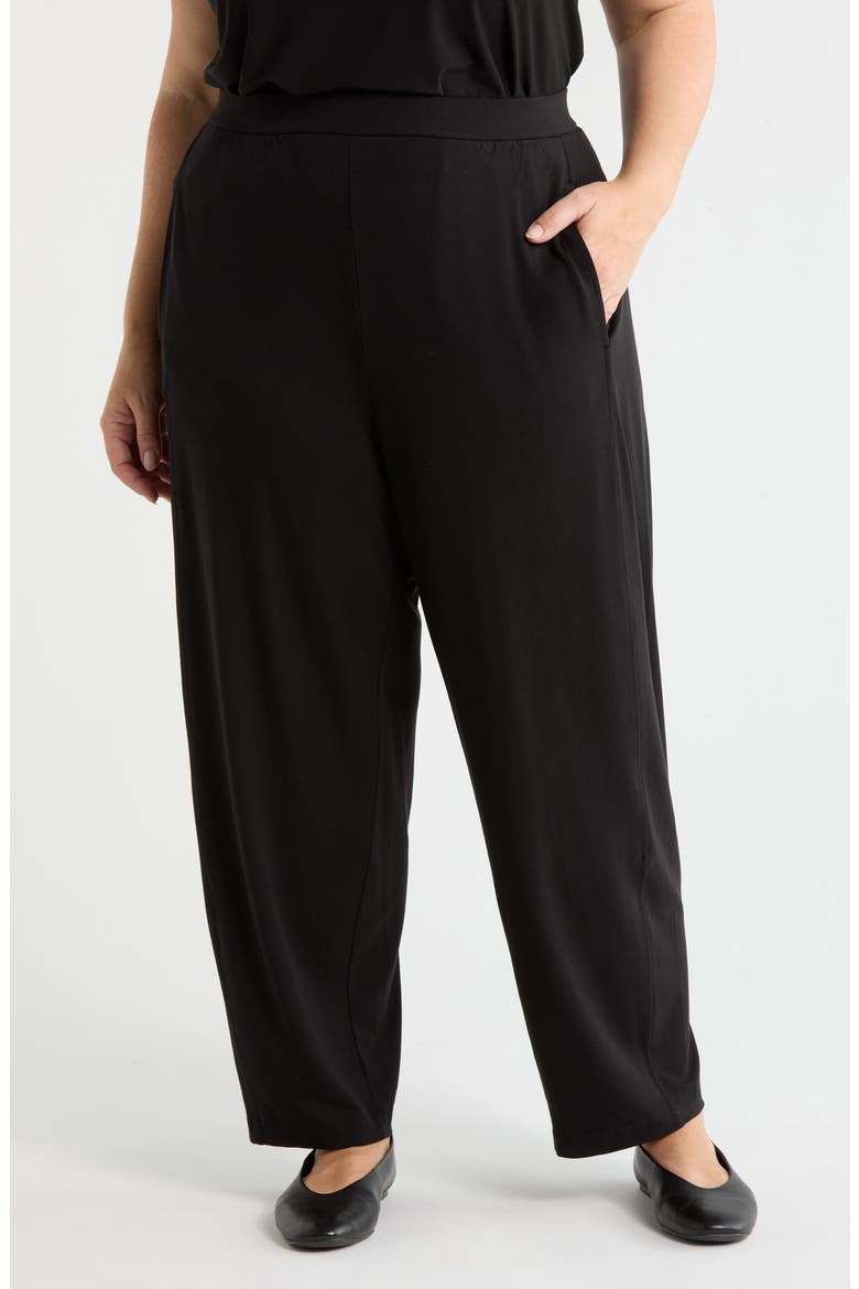 Jersey Ankle Lantern Pants, Main, color, BLACK