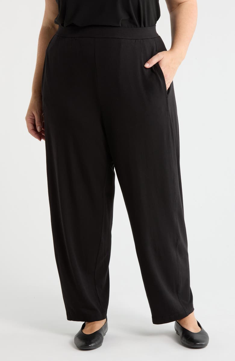 Eileen Fisher Jersey Ankle Lantern Pants, Main, color, Black