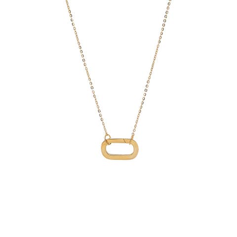 Chunky Paperclip Toggle Charm Necklace 14K