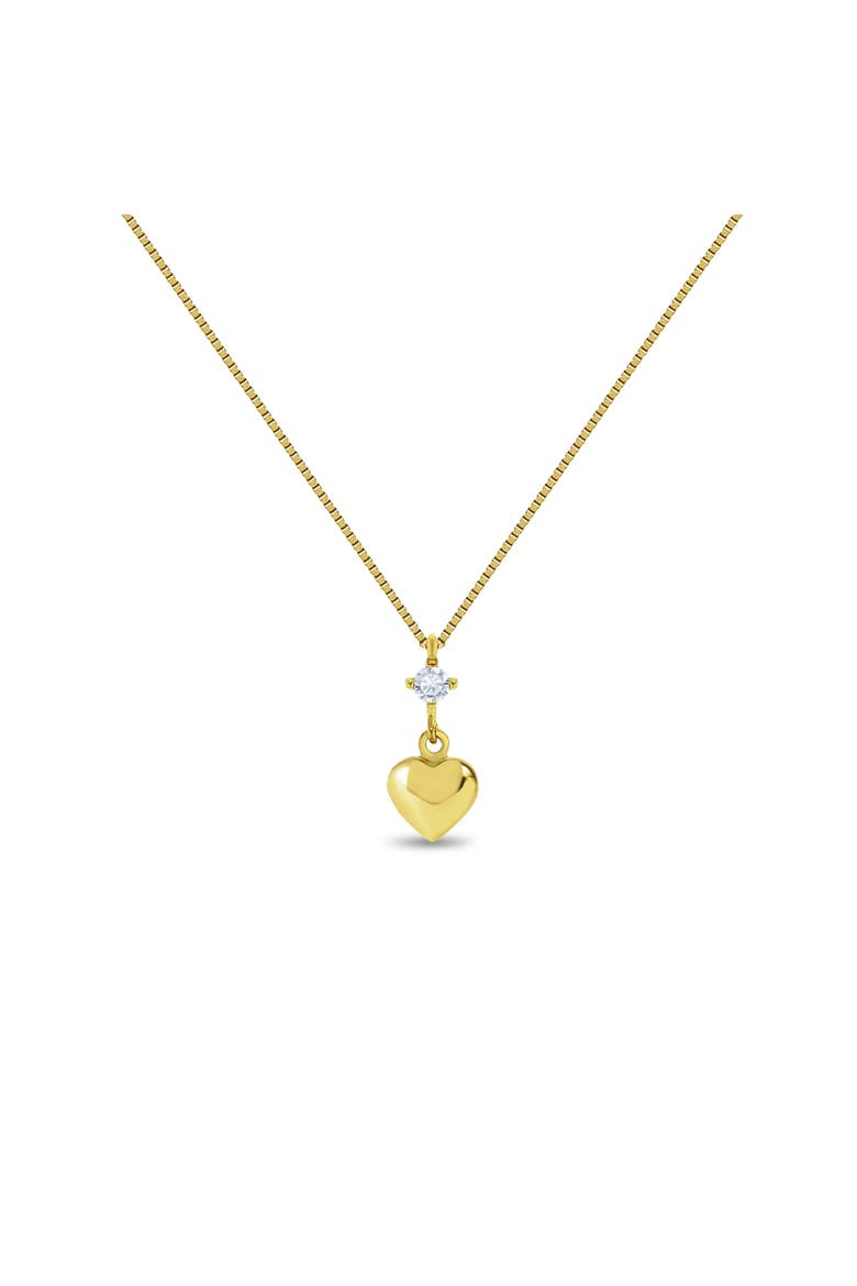14k CZ Heart Dangle Girls Necklace, Main, color, Gold