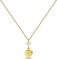 In Season Jewelry 14k CZ Heart Dangle Girls Necklace