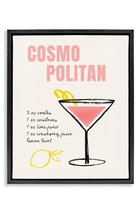 Cosmopolitan Drink Recipe Framed Canvas Wall Art