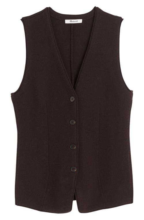 Madewell V-neck Merino Wool Button-up Sweater Vest In Black