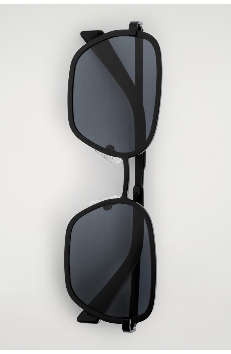 COS Wire-Frame Rectangle Sunglasses, Alternate, color, Black